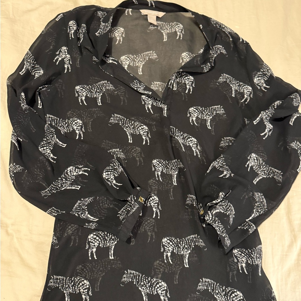 Banana Republic Black and White Zebra Pattern Top